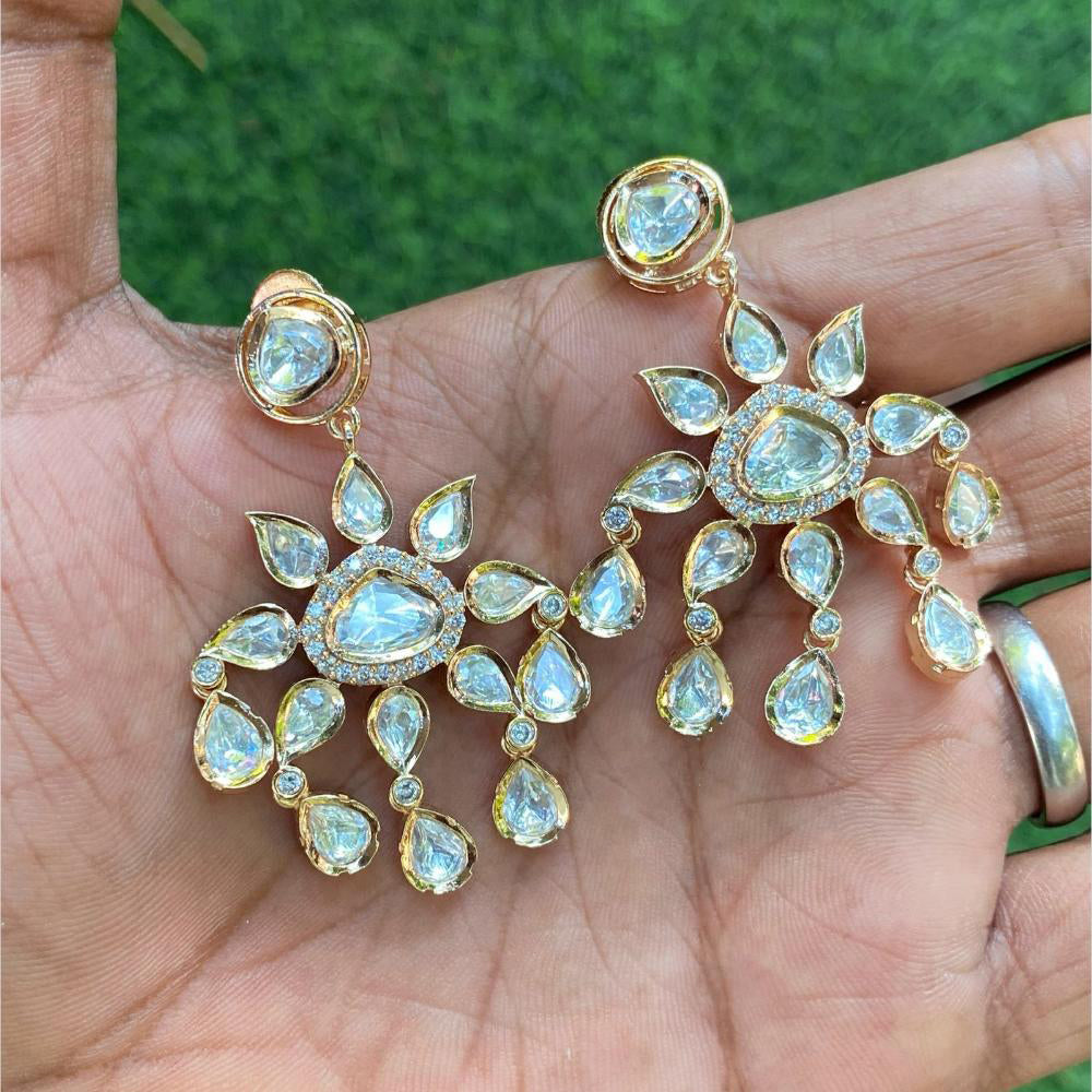 Amoliya Jewels Designer Polki Kundan Statement Dangler Earrings