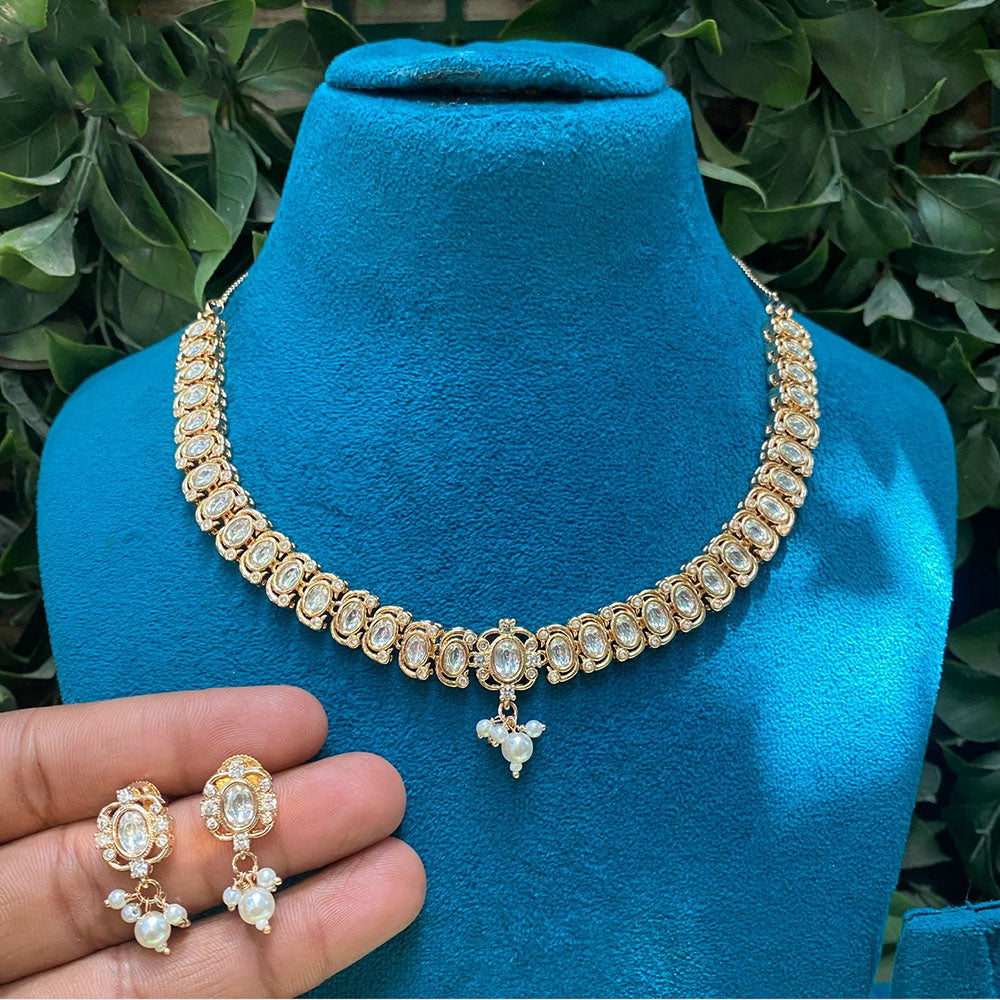 Amoliya Jewels Luxury Polki Kundan Stone And Pearl Necklace Set