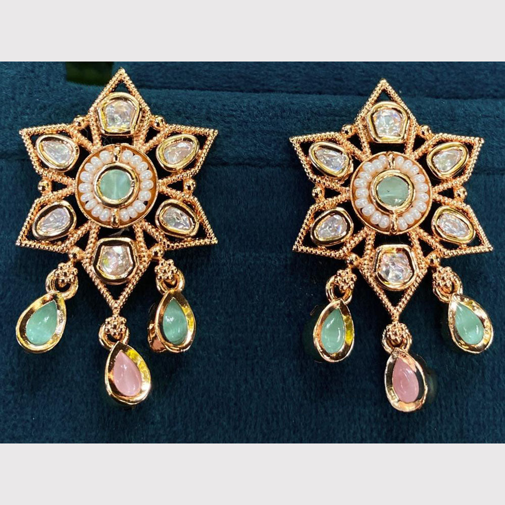 Amoliya Jewels Designer Polki Kundan Stone And Pearl Statement Dangler Earrings