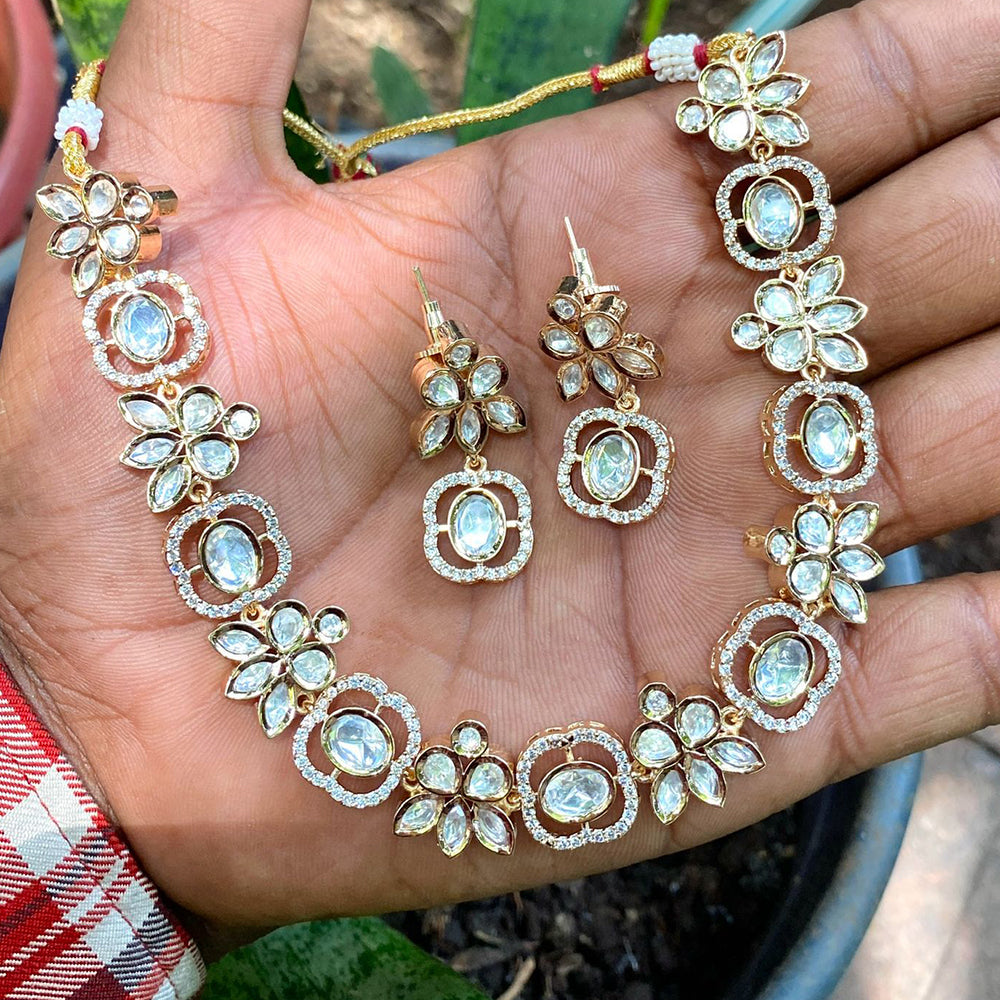 Amoliya Jewels Luxury Polki Kundan Stone Necklace Set
