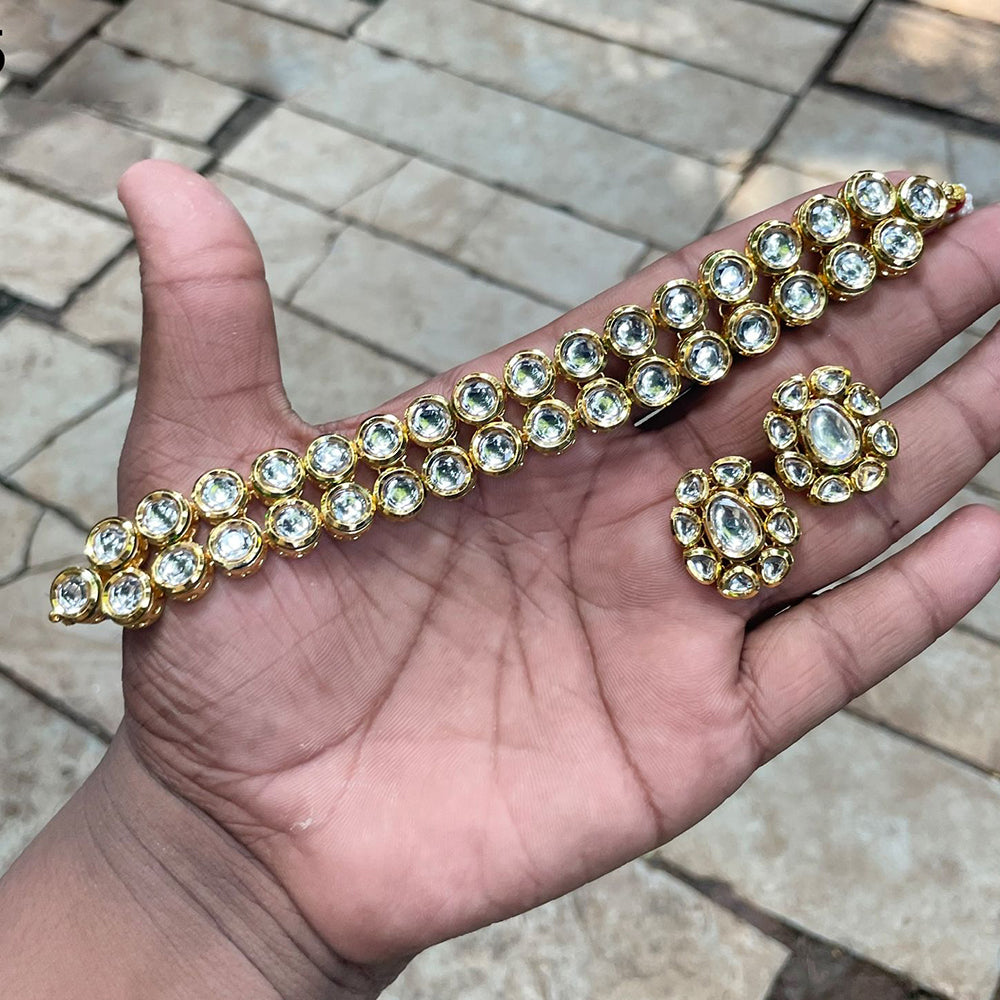 Amoliya Jewels Gold Plated Kundan Stone Necklace Set