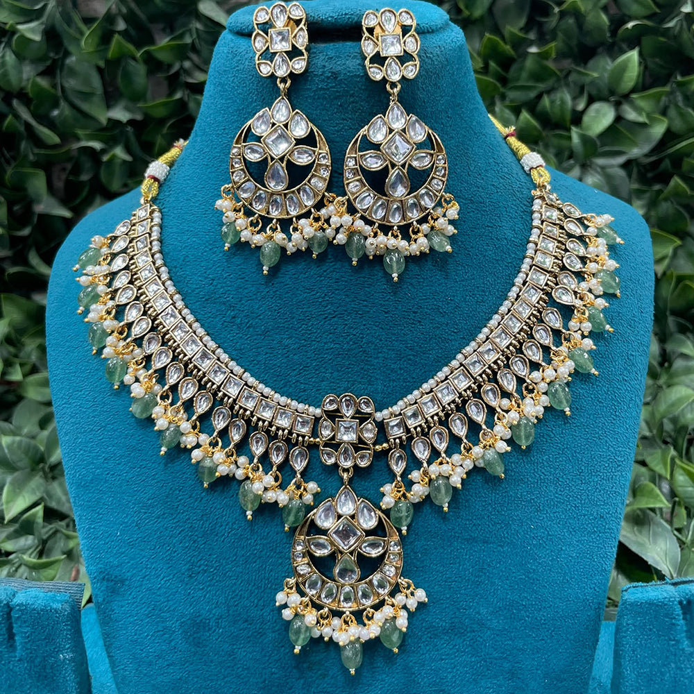 Amoliya Jewels Beautiful Polki Kundan Stone And Beads Necklace Set