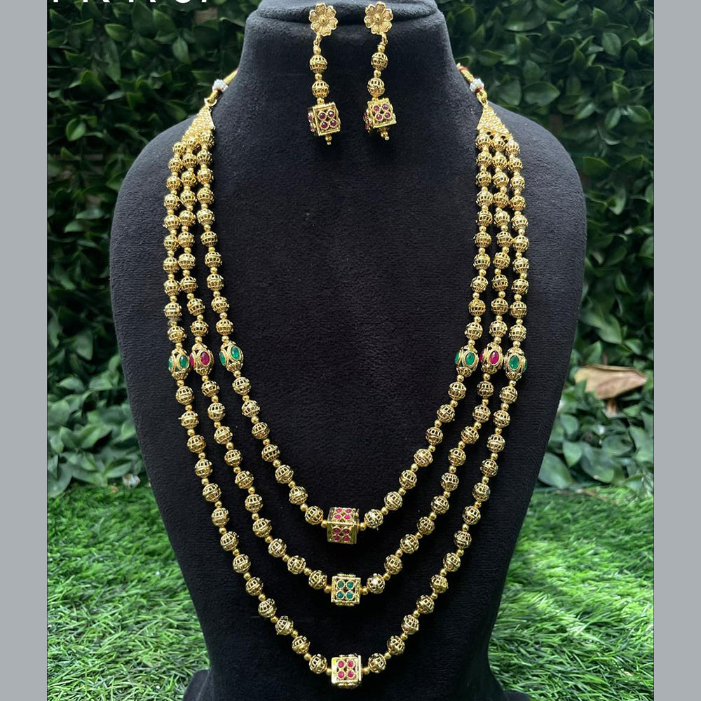 Amoliya Jewels Royal Look Pota Stone Long Necklace Set