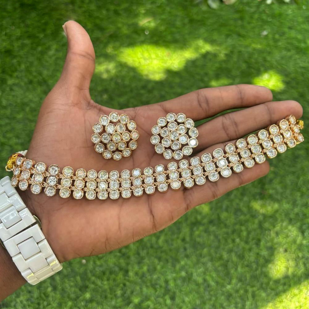 Amoliya Jewels Designer Ethnic Polki Kundan Stone Choker Neckalce Set