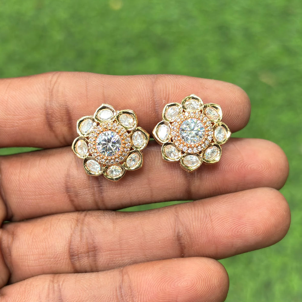 Amoliya Jewels Royal Polki Kundan Stone Designer Studs Earrings