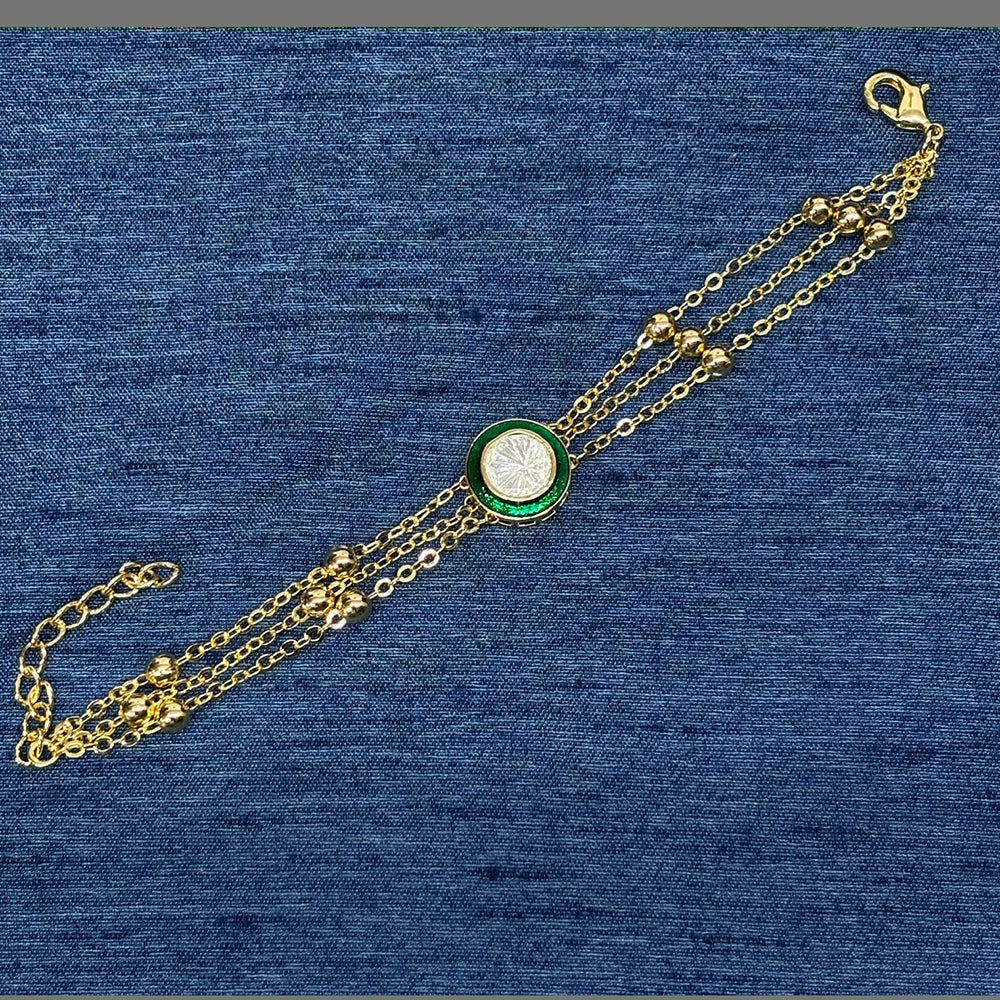 Amoliya Jewels Decent Polki Kundan And Pearl Meenakari Adjustable Bracelet