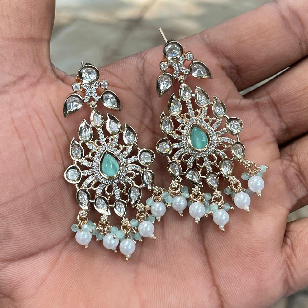 Amoliya Jewels Designer Polki Kundan Stone And Pearl Statement Dangler Earrings