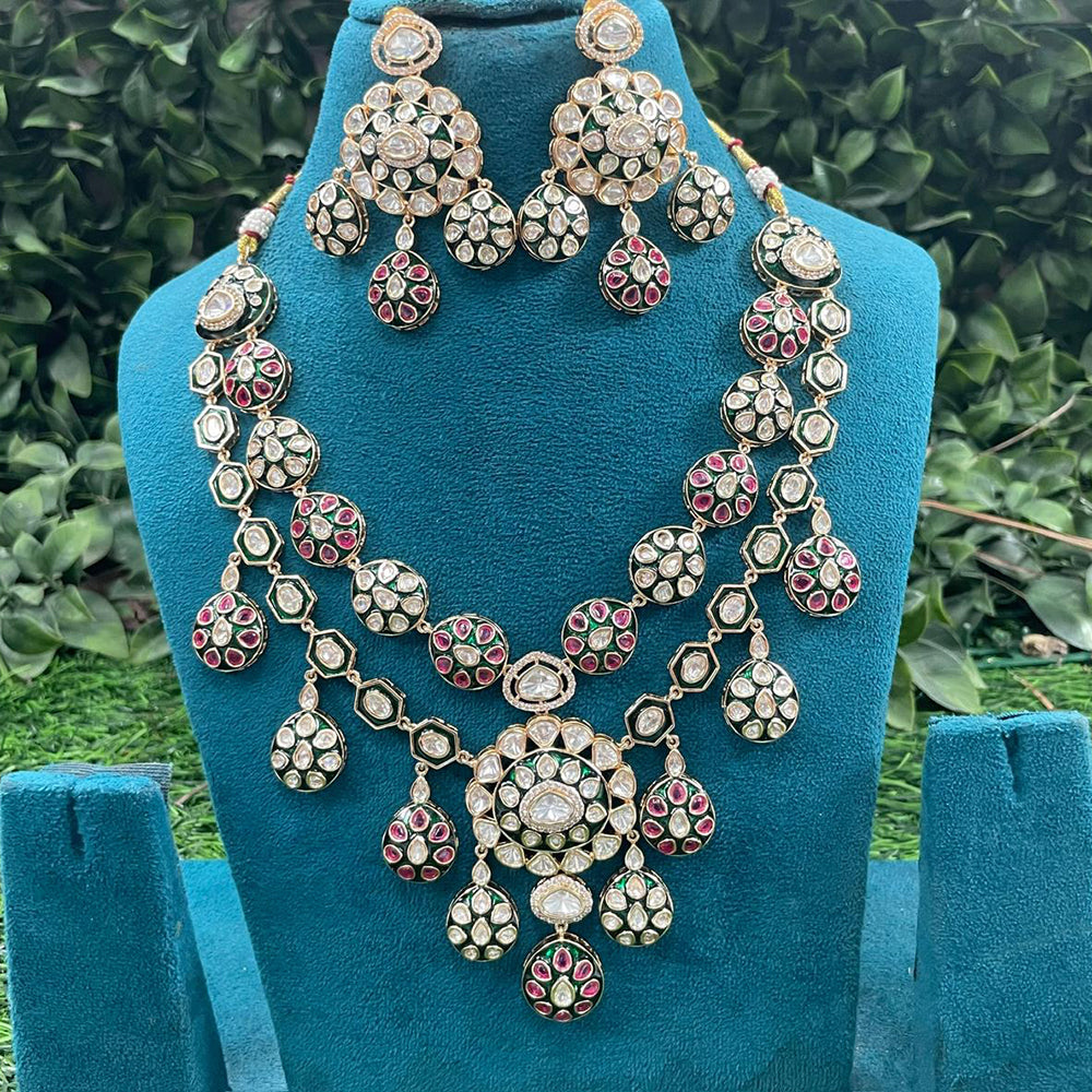 Amoliya Jewels Royal Polki Kundan Stone Necklace Set