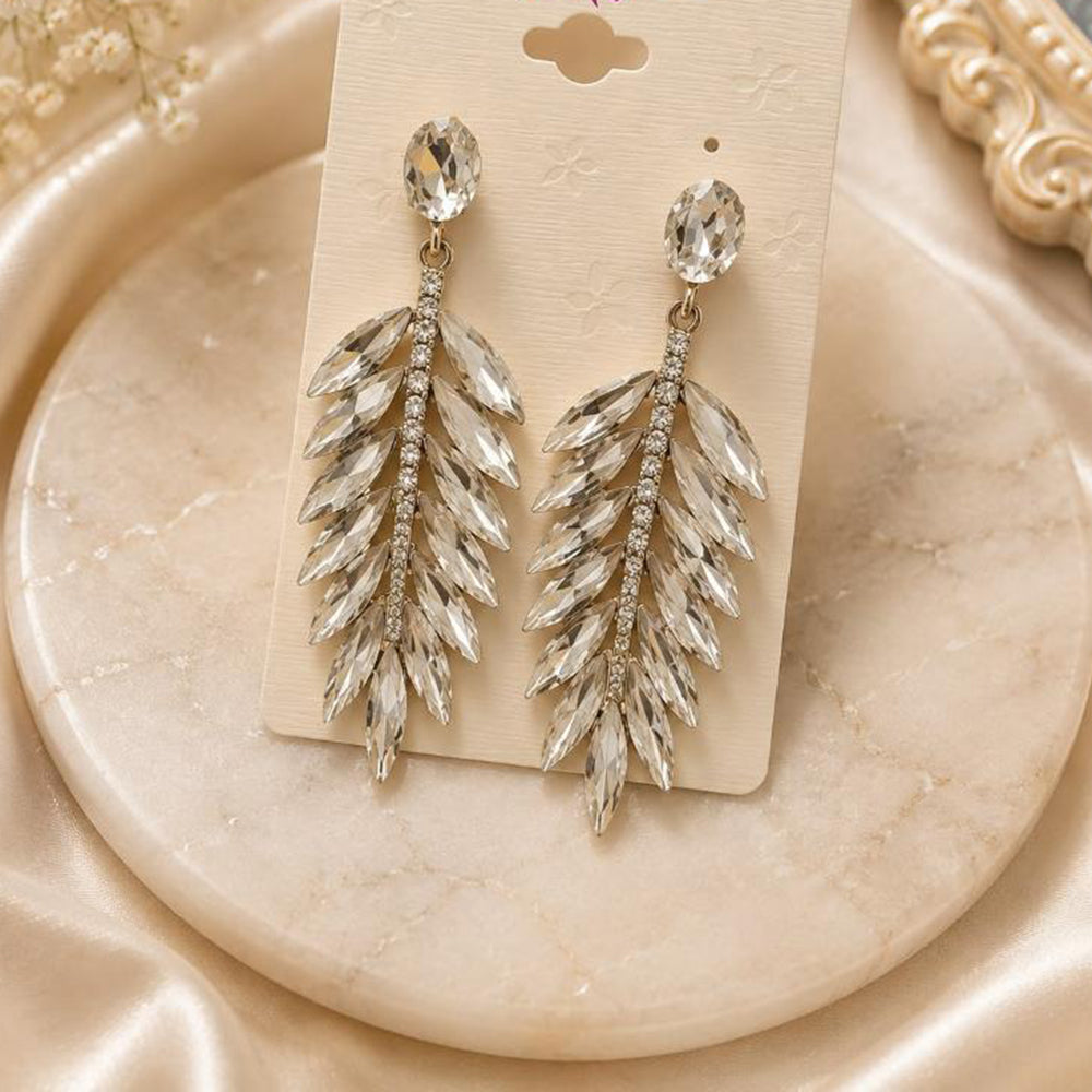 Amoliya Jewels Gold Plated Crystal Stone Dangler Earrings