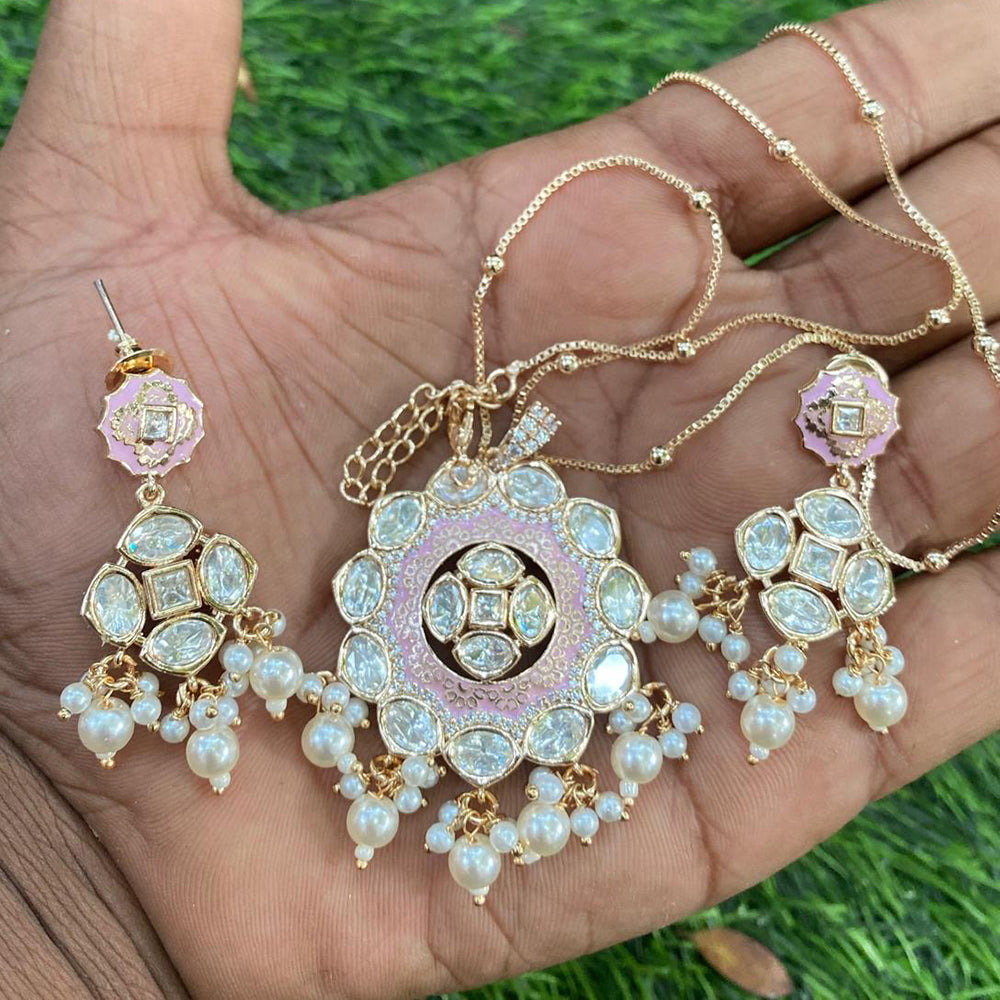 Amoliya Jewels Royal Polki Kundan Stone Pearl And Beads Necklace Set