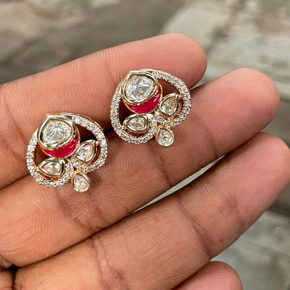 Amoliya Jewels Designer Polki Kundan Stone Studs Earrings