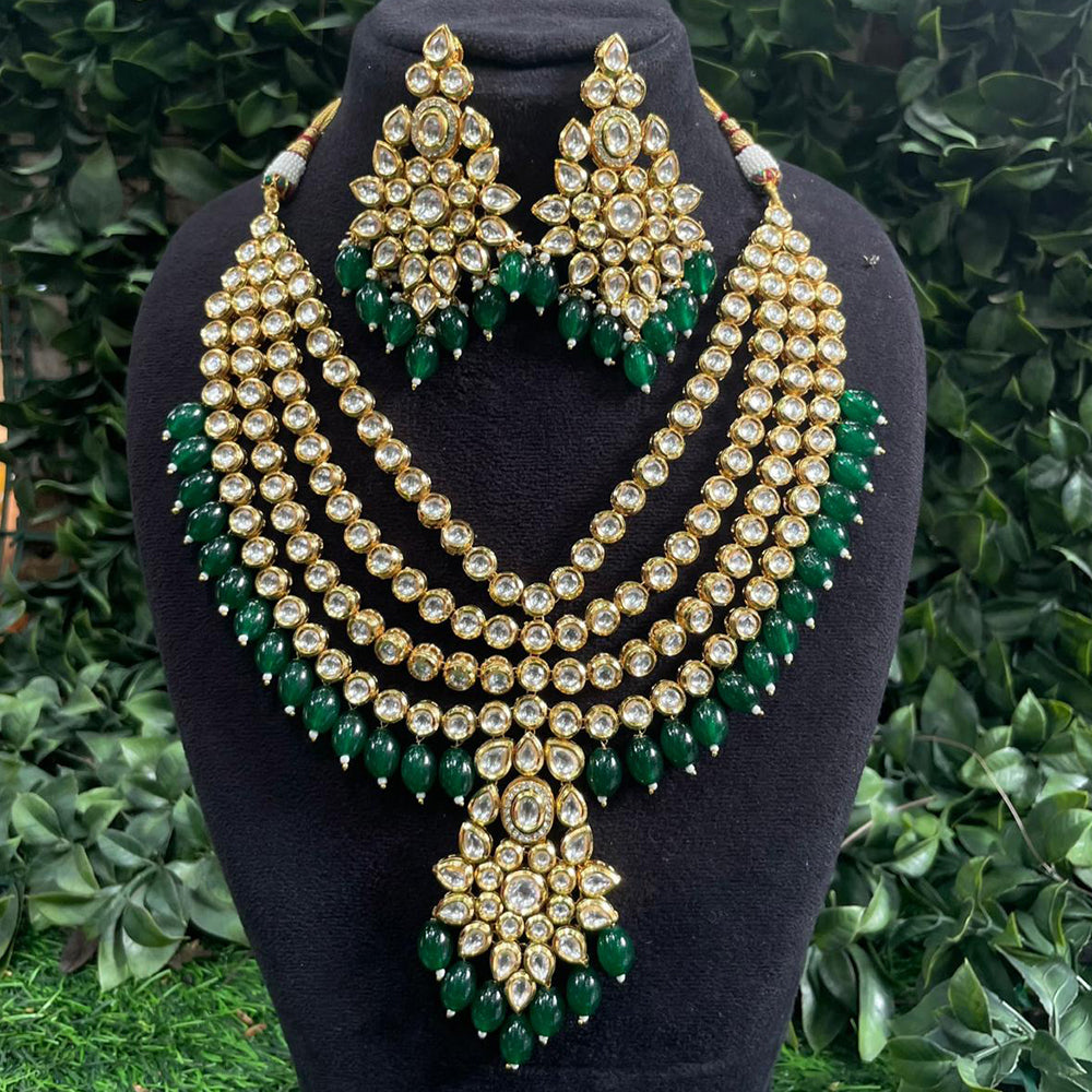 Amoliya Jewels Traditional Kundan Stone And Beads Necklace Set