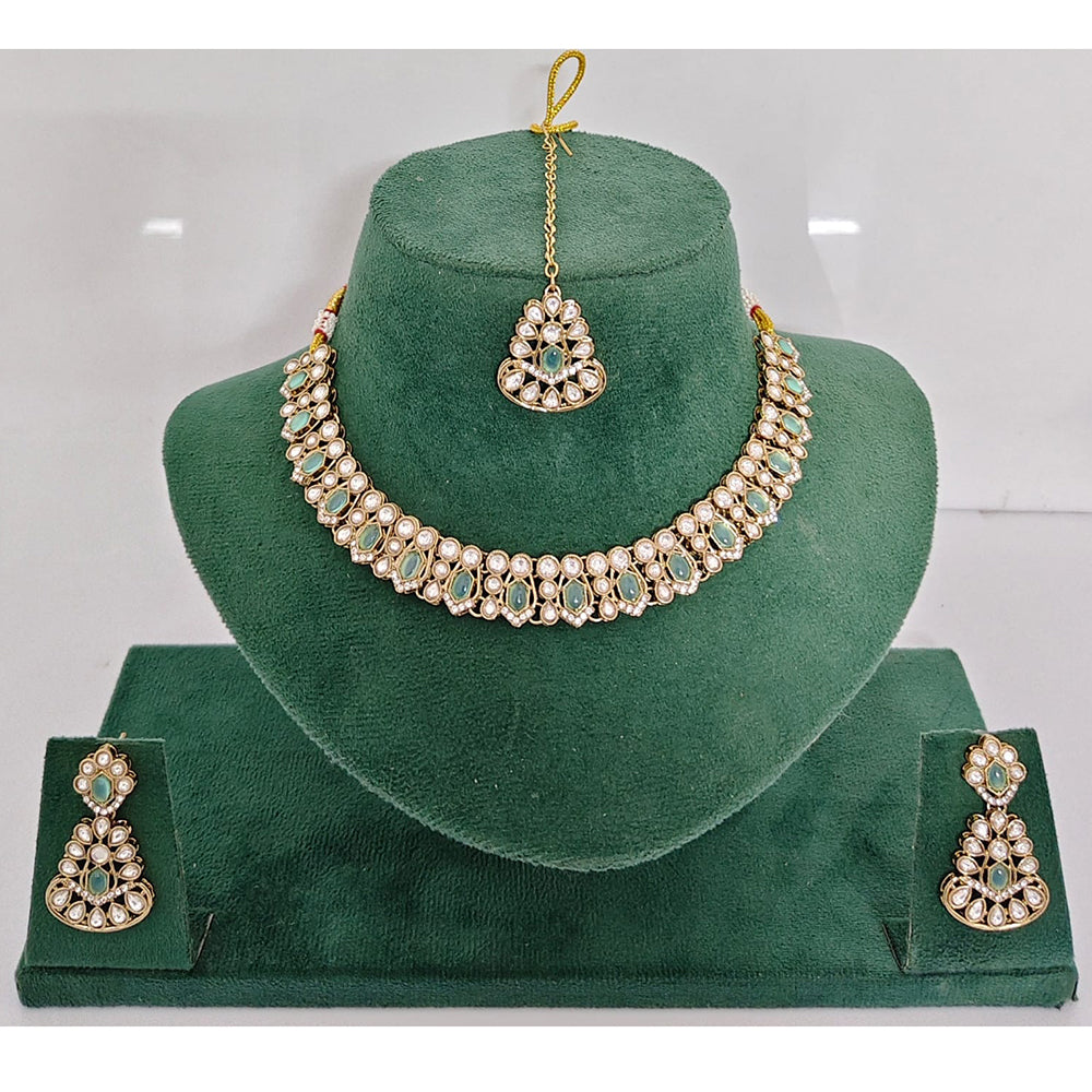 Rajwadi Collection Heritage Pota Stone Necklace Set