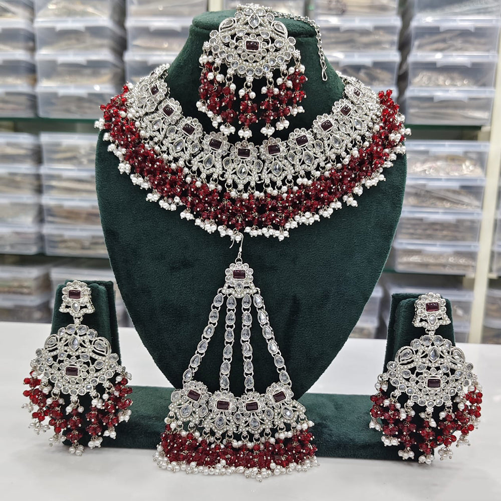 Rajwadi Collection Traditional Crystal Stone And Pearl Necklace Set