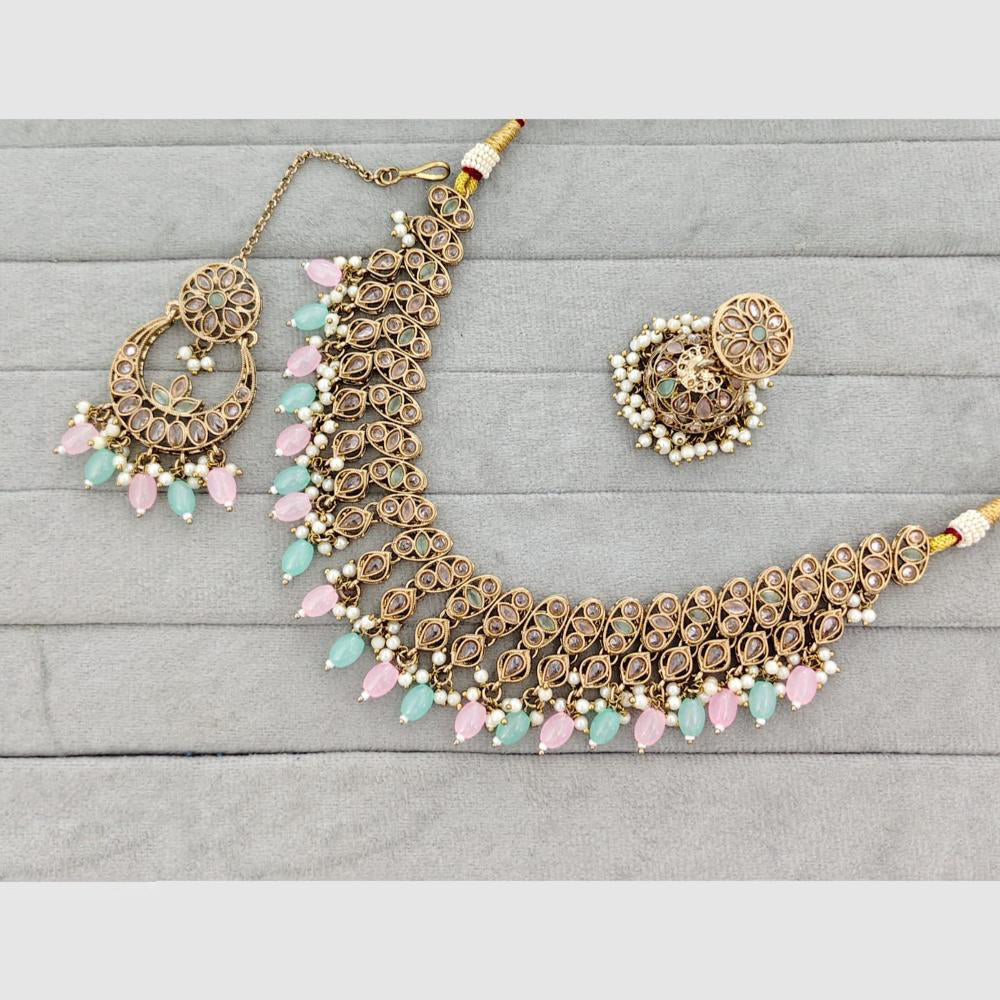 Rajwadi Collection Traditional Crystal Stone And Pearl Necklace Set