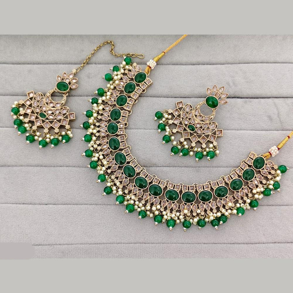 Rajwadi Collection Traditional Crystal Stone And Pearl Necklace Set