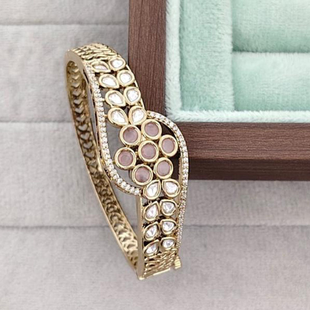 Rajwadi Collection Designer Polki Kundan Stone Kada Bracelet
