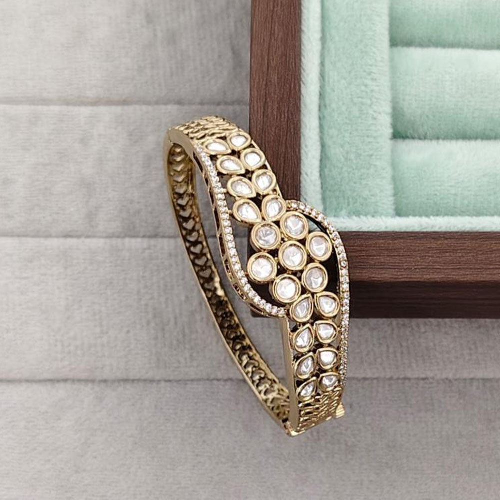 Rajwadi Collection Designer Polki Kundan Stone Kada Bracelet