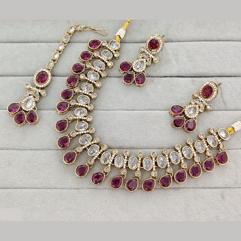 Rajwadi Collection Grand Crystal Stone Festive Necklace Set