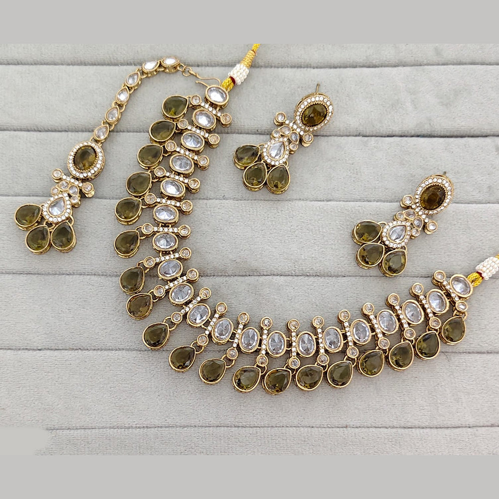 Rajwadi Collection Grand Crystal Stone Festive Necklace Set