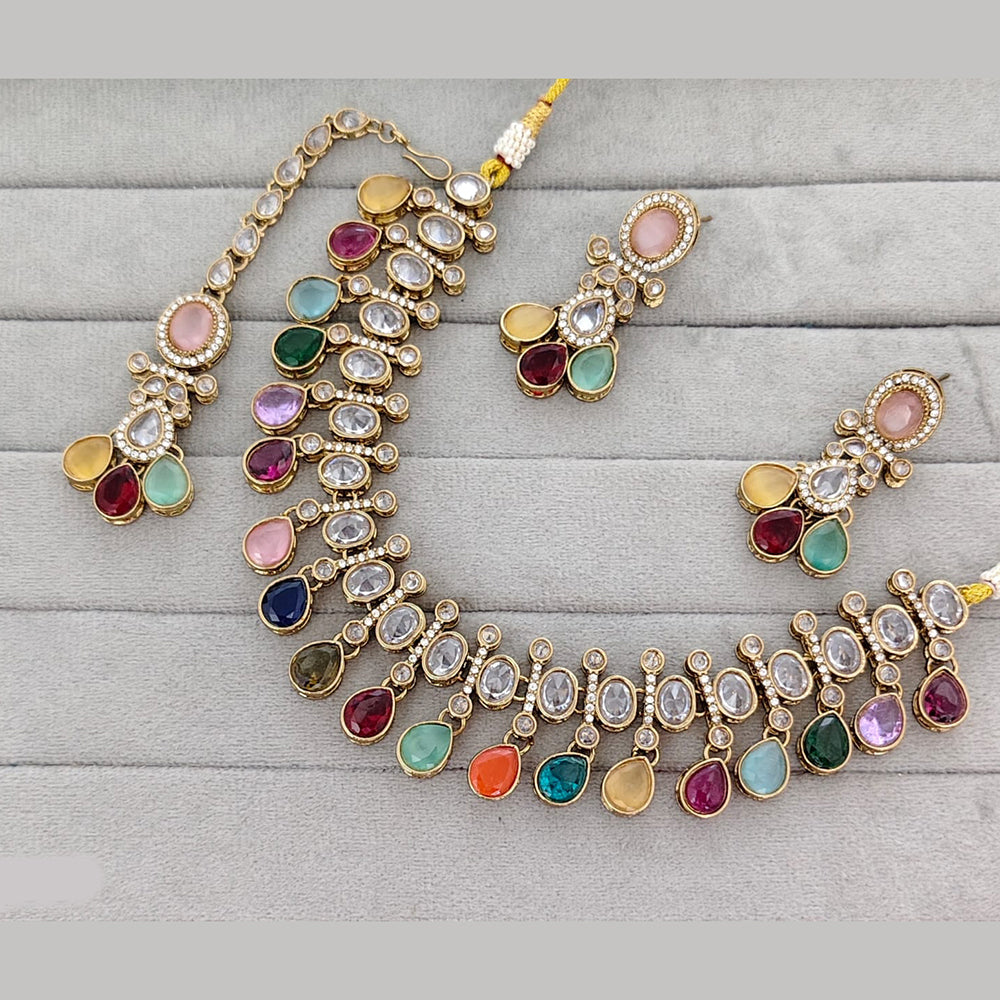 Rajwadi Collection Grand Crystal Stone Festive Necklace Set