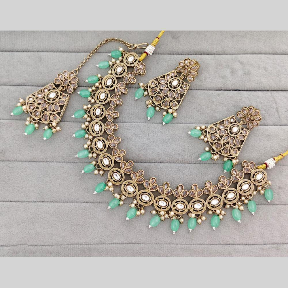 Rajwadi Collection Crystal Stone Pearl And Beads Statement Necklace Set