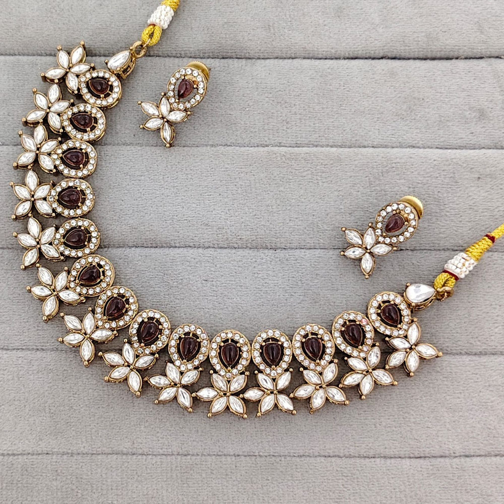 Rajwadi Collection Royal Pota And Crystal Stone Statement Necklace Set