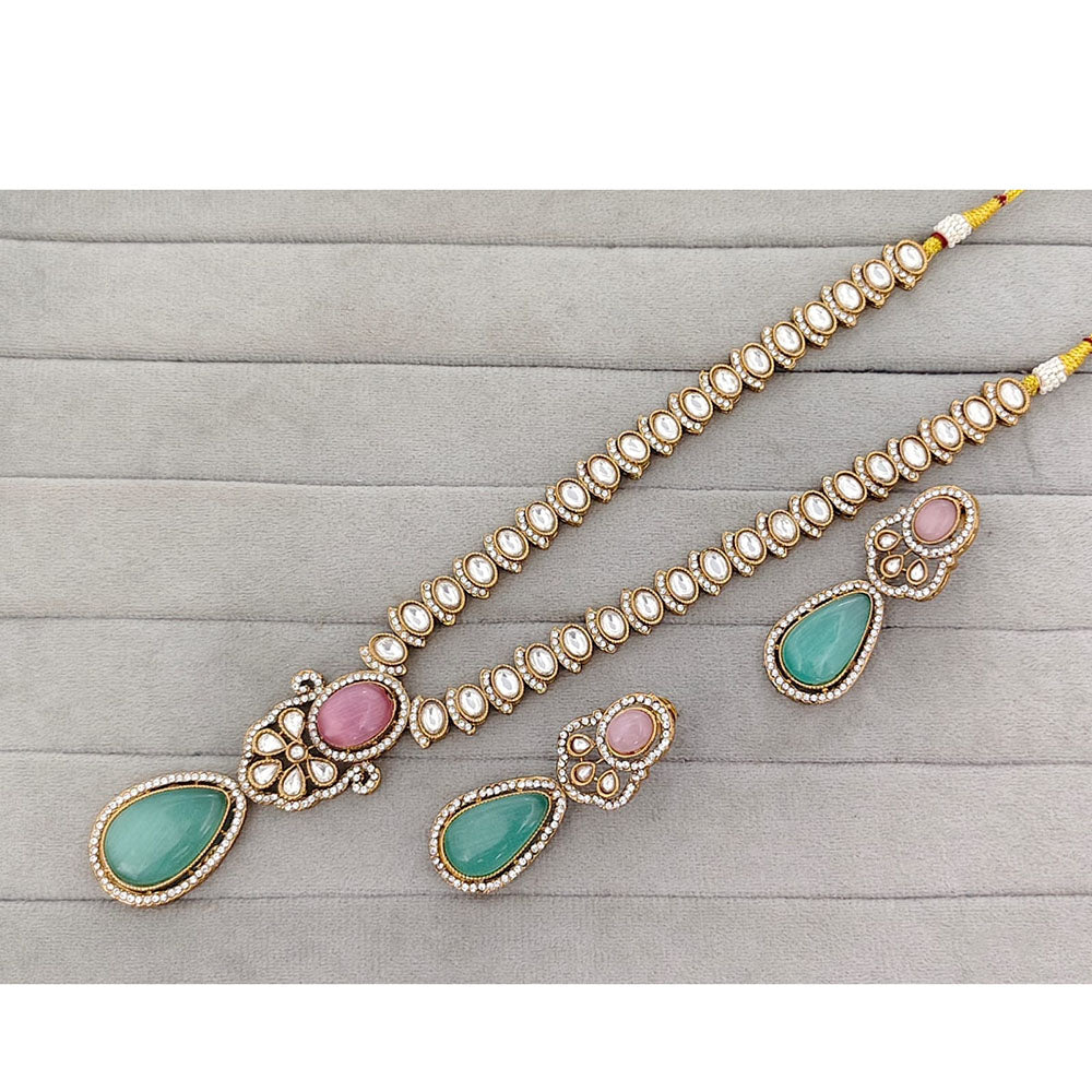 Rajwadi Collection Royal Pota Stone Statement Necklace Set