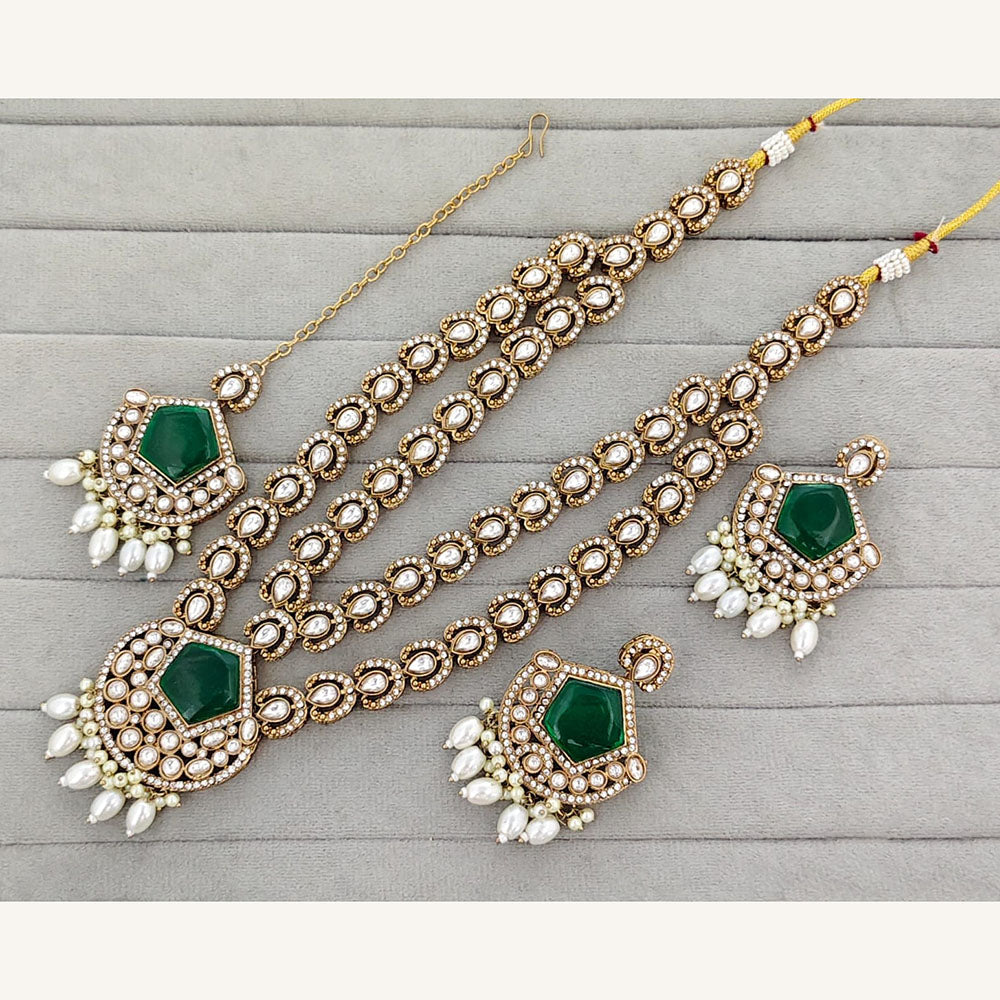 Rajwadi Collection Royal Pota Stone And Pearl Statement Necklace Set