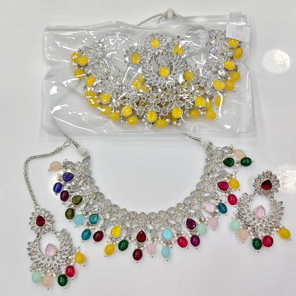 Rajwadi Collection Grand Crystal Stone And Pearl Necklace Set