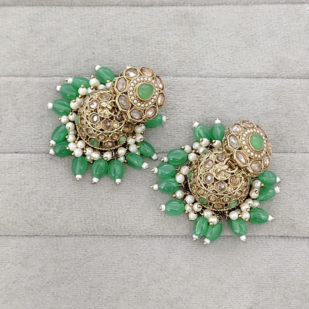 Rajwadi Collection Royal Crystal Stone Pearl And Beads Jhumki Earrings