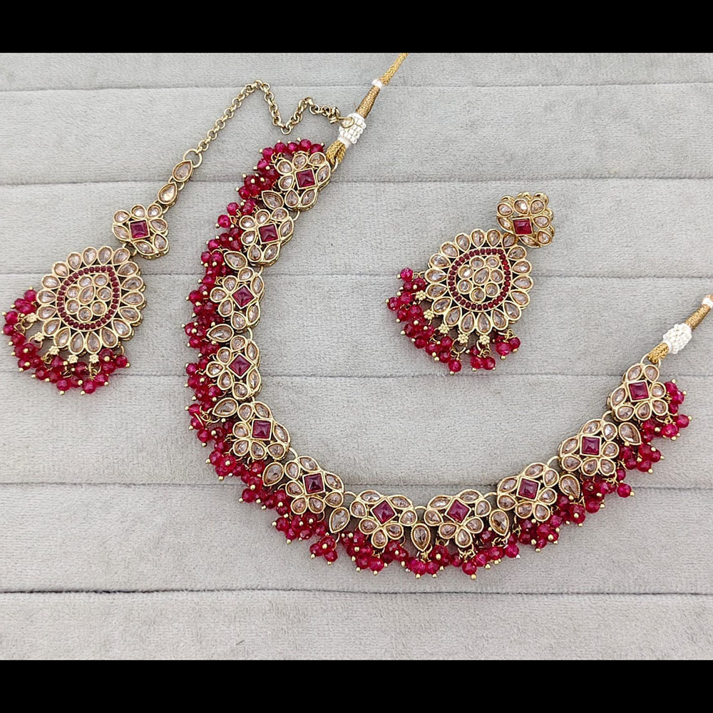 Rajwadi Collection Crystal Stone And Pearl Necklace Set
