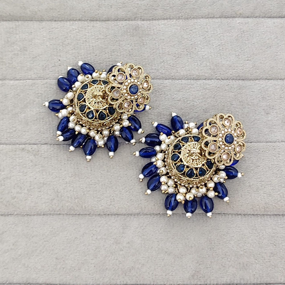 Rajwadi Collection Sparkling Crystal Stone And Beads Jhumki Earrings