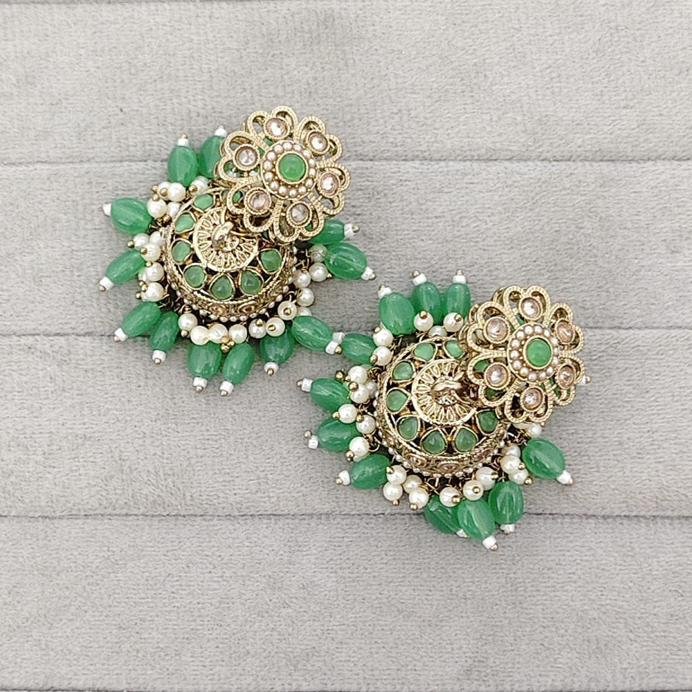 Rajwadi Collection Sparkling Crystal Stone And Beads Jhumki Earrings