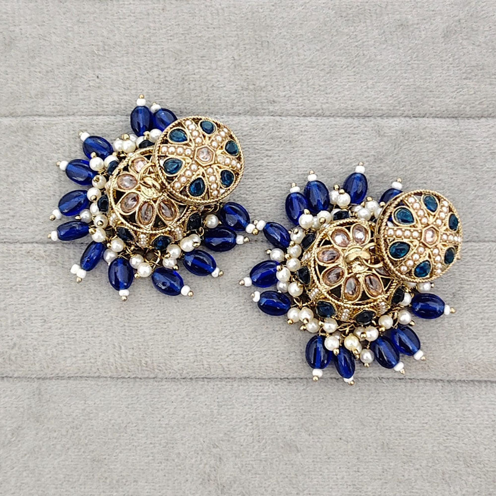 Rajwadi Collection Sparkling Crystal Stone And Beads Jhumki Earrings