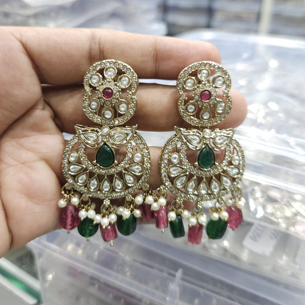 Rajwadi Collection Ethnic Pota Stone And Beads Dangler Earrings