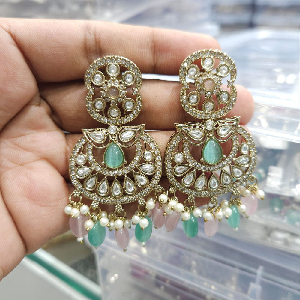 Rajwadi Collection Ethnic Pota Stone And Beads Dangler Earrings