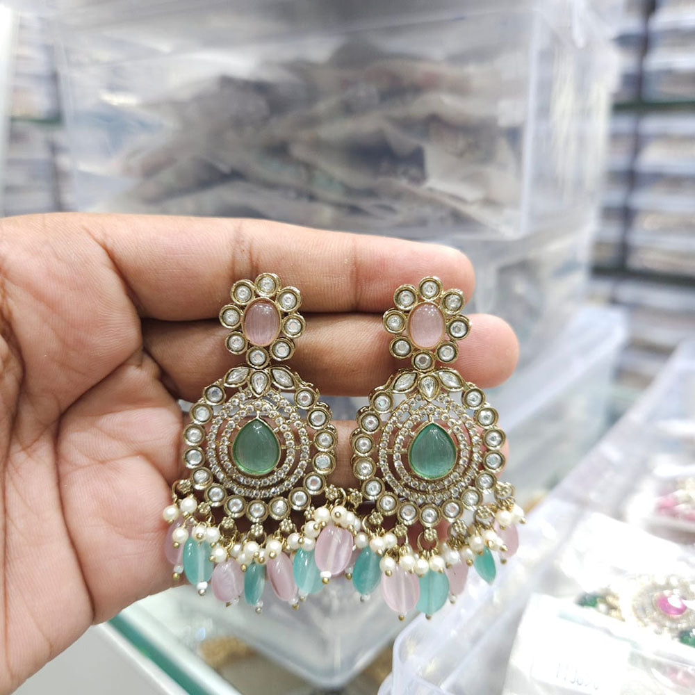 Rajwadi Collection Ethnic Pota Stone And Beads Dangler Earrings