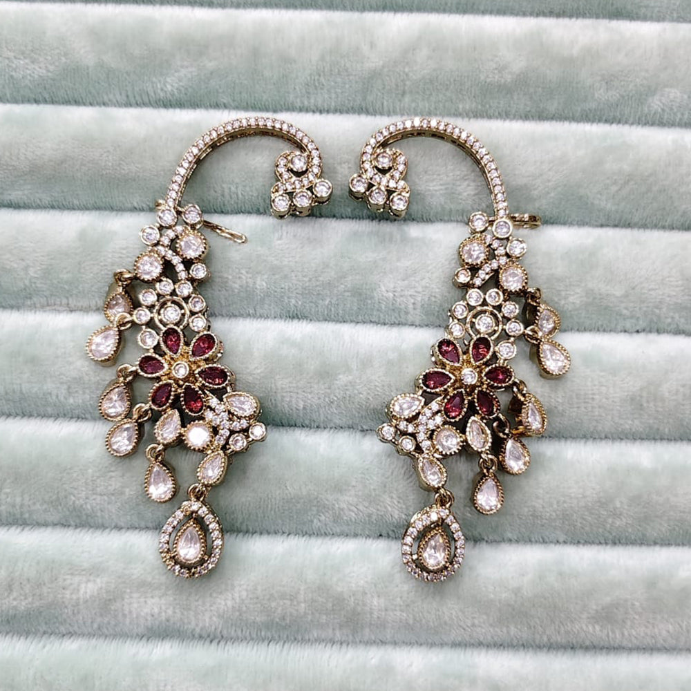 Rajwadi Collection Glamorous American Diamond (Left & Right) Ear Cuff Earrings