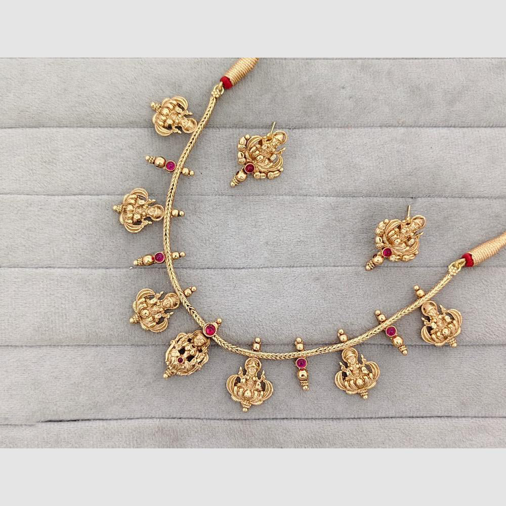 Rajwadi Collection Traditional Pota Stone Temple Necklace Set