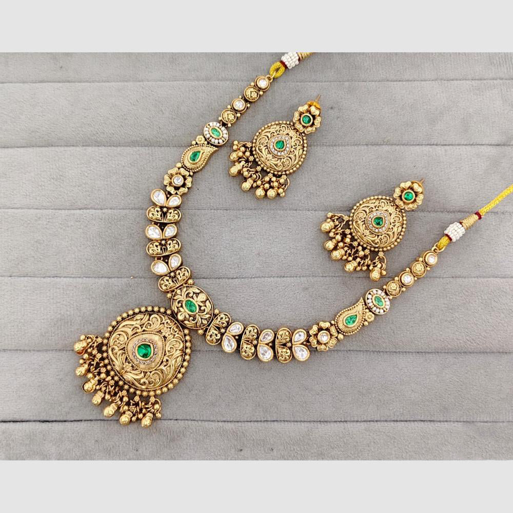Rajwadi Collection Glam Pota Stone Beads And Pearl Designer Necklace Set