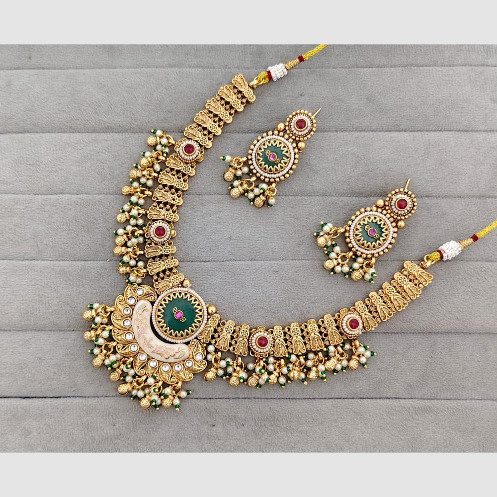 Rajwadi Collection Glam Pota Stone And Pearl Traditional Designer Necklace Set