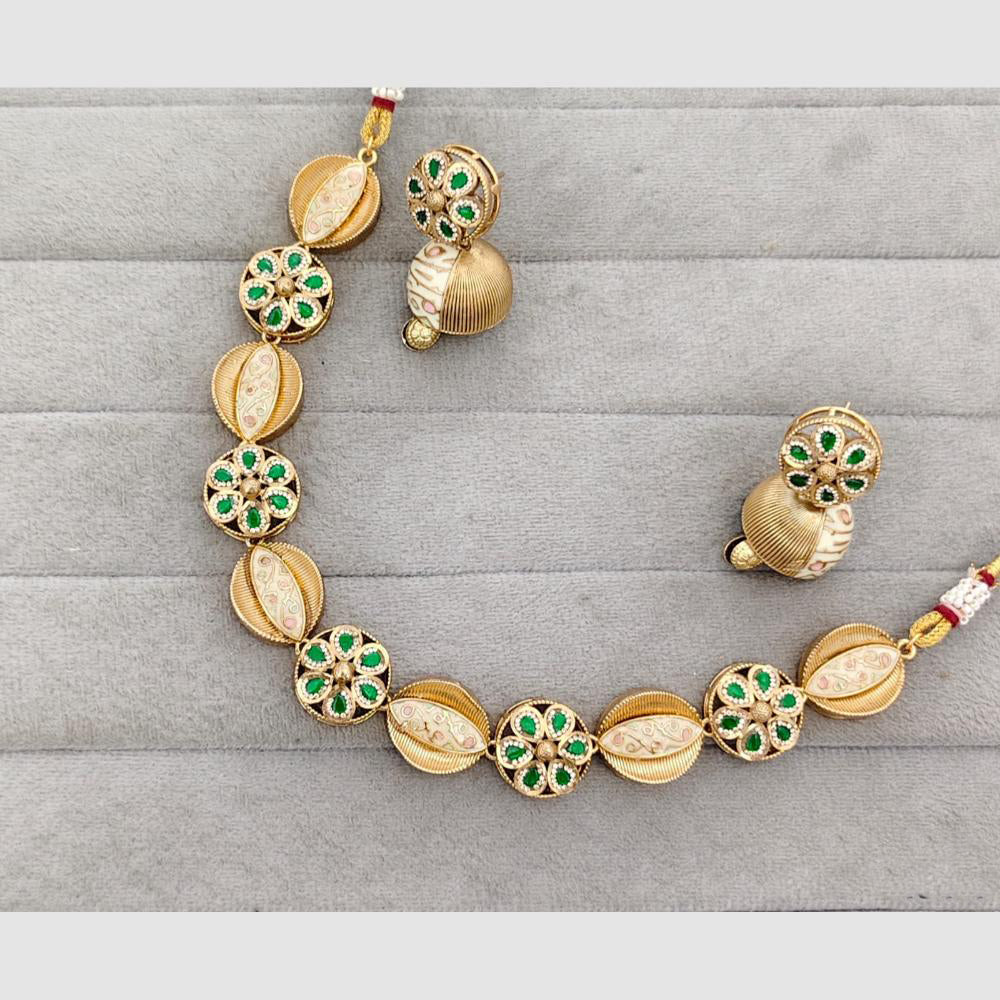 Rajwadi Collection Austrian Stone And Meenakari Statement Necklace Set