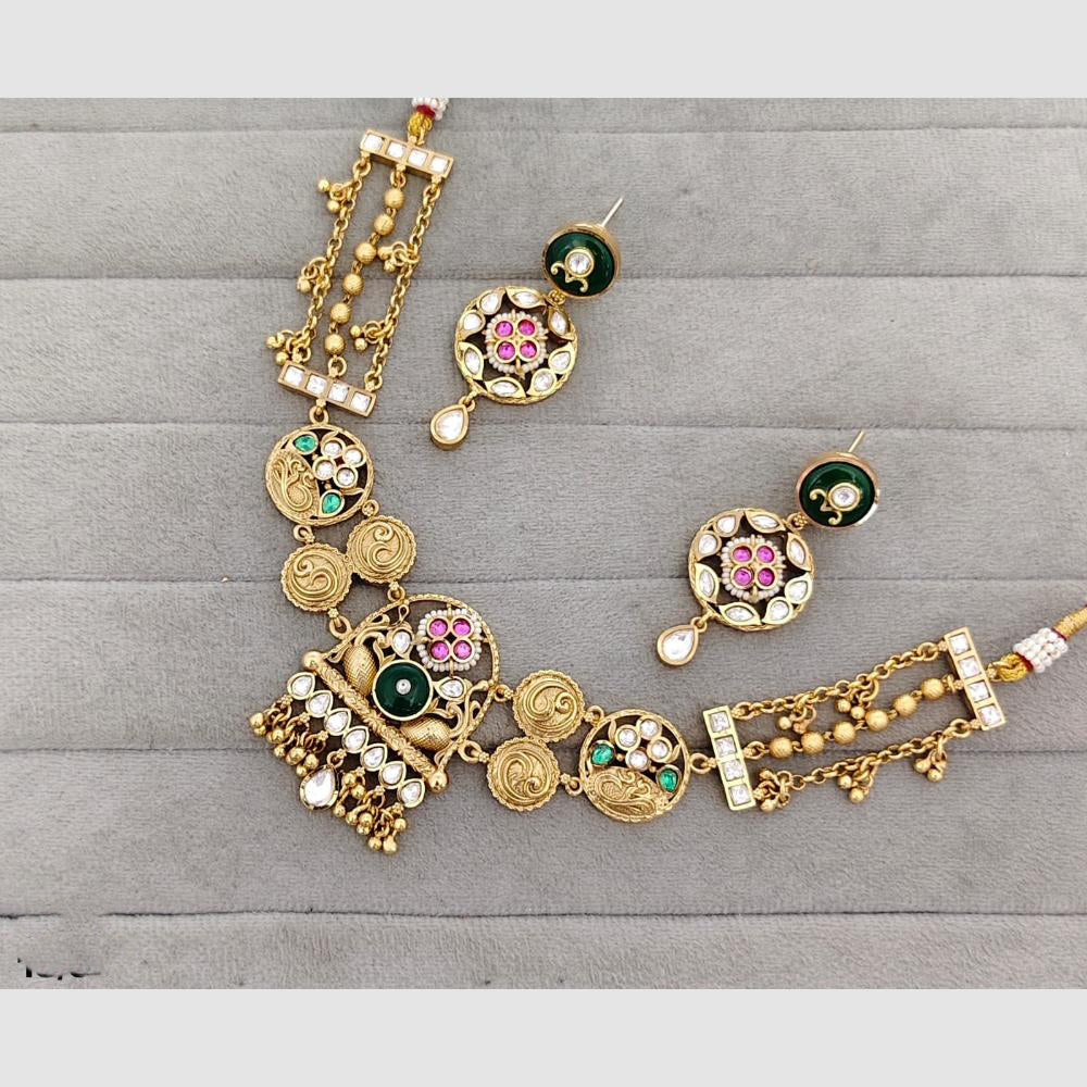 Rajwadi Collection Glam Pota Stone Beads And Pearl Designer Necklace Set