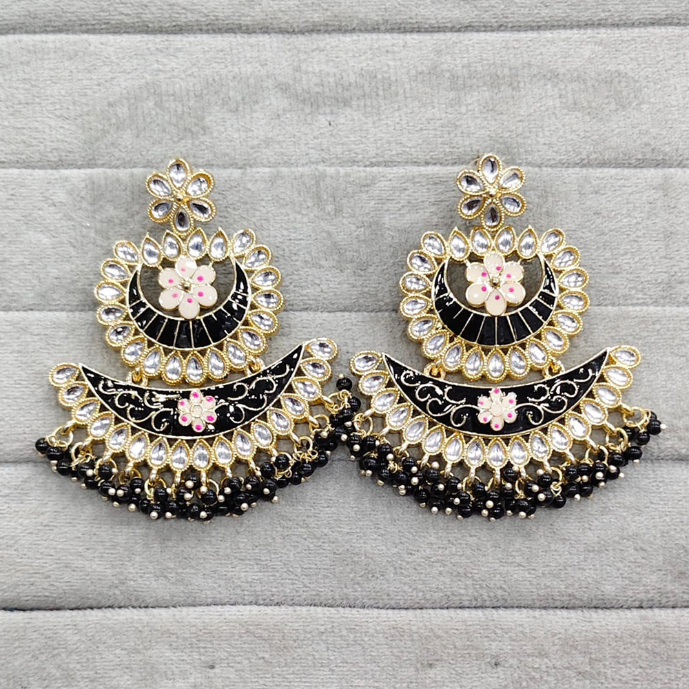 Rajwadi Collection Traditional Kundan Stone And Pearl Meenakari Dangler Earrings
