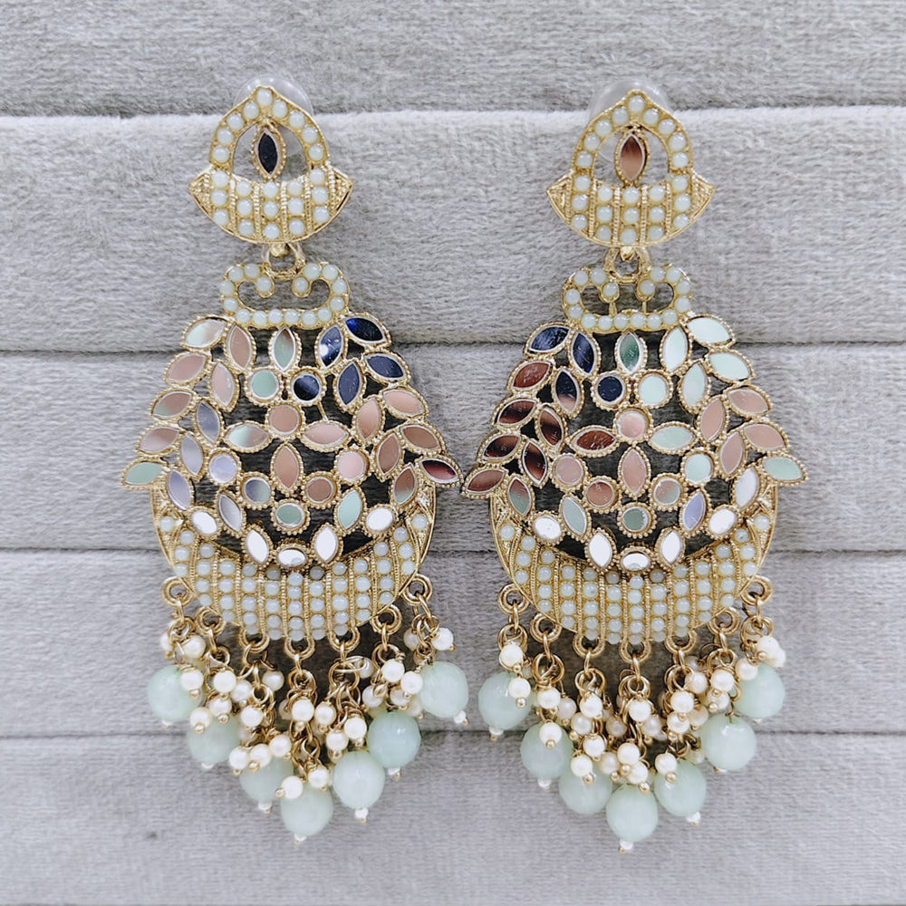 Rajwadi Collection Traditional Mirror Work Pearl Dangler Earrings for Women
