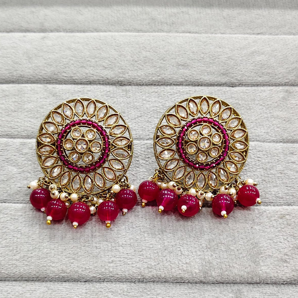 Rajwadi Collection Royal Crystal Stone And Pearl Designer Dangler Earrings