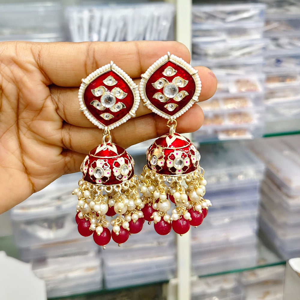 Rajwadi Collection Royal Crystal Stone Pearl And Beads Designer Dangler Earrings