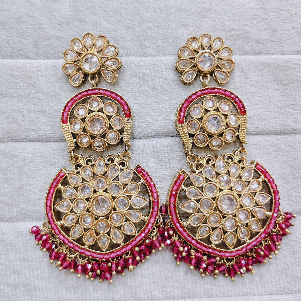 Rajwadi Collection Royal Crystal Stone And Pearl Designer Dangler Earrings
