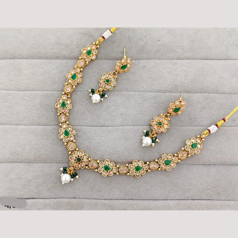 Rajwadi Collection Crystal Stone Gold Plated Necklace Set